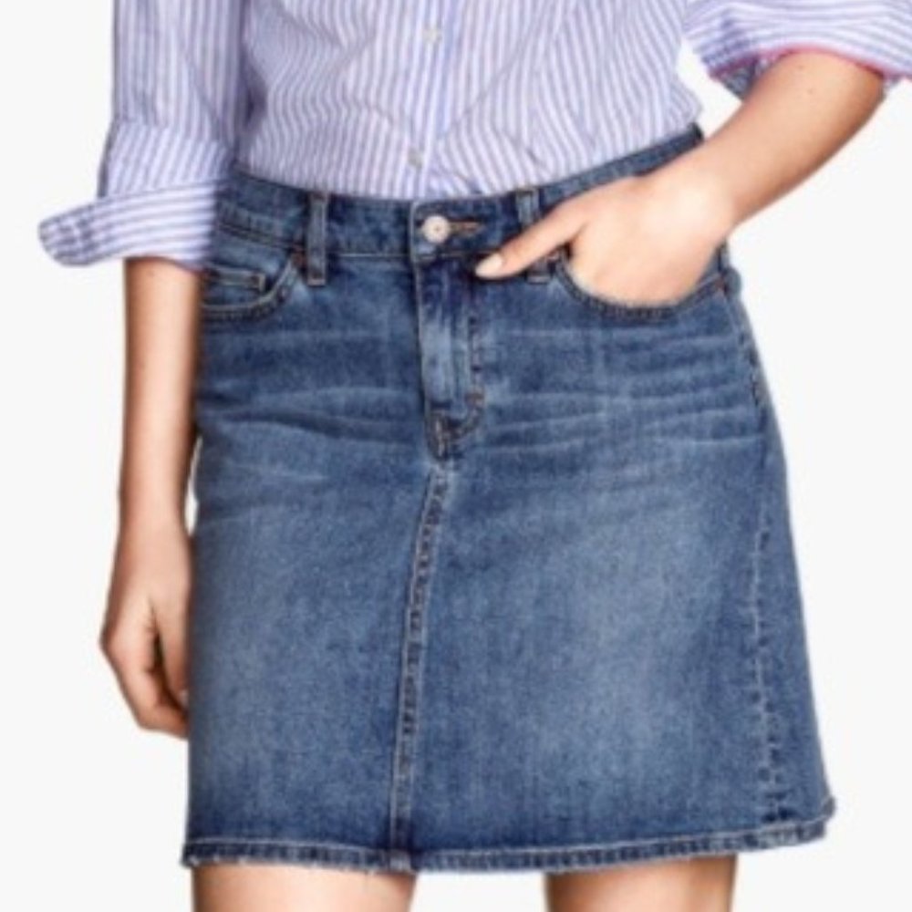 BOGO SALE! LOGG H&M Denim Pencil Distressed Blue Jean Skirt, Sz 10